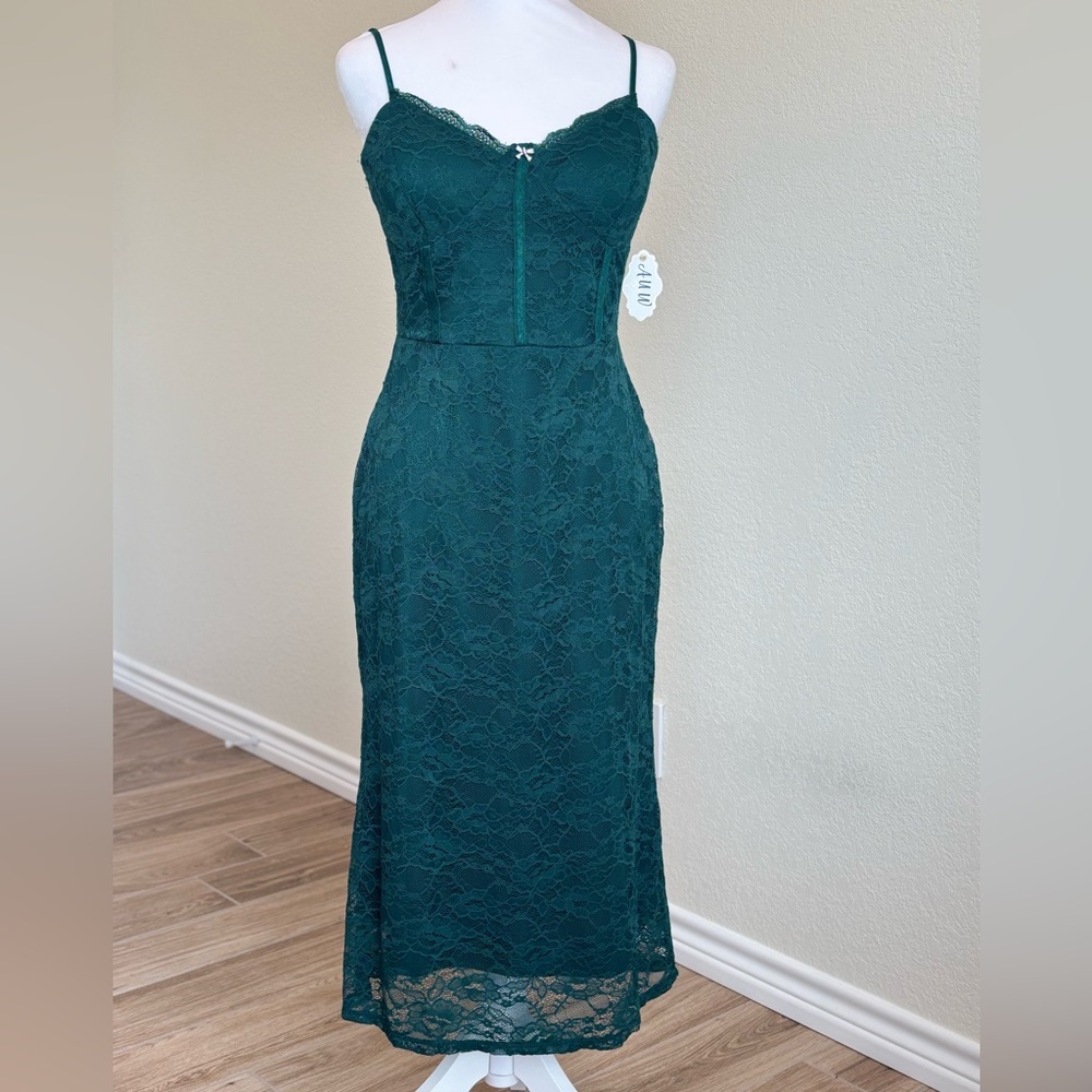 A.U.W  Green Lace Midi Dress